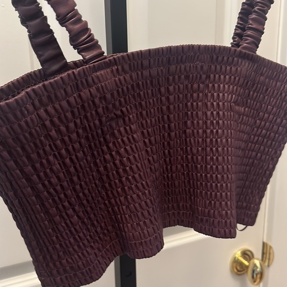 PROENZA SCHOULER Faux Leather Top Smocked in Pilot NEW - Picture 13 of 13